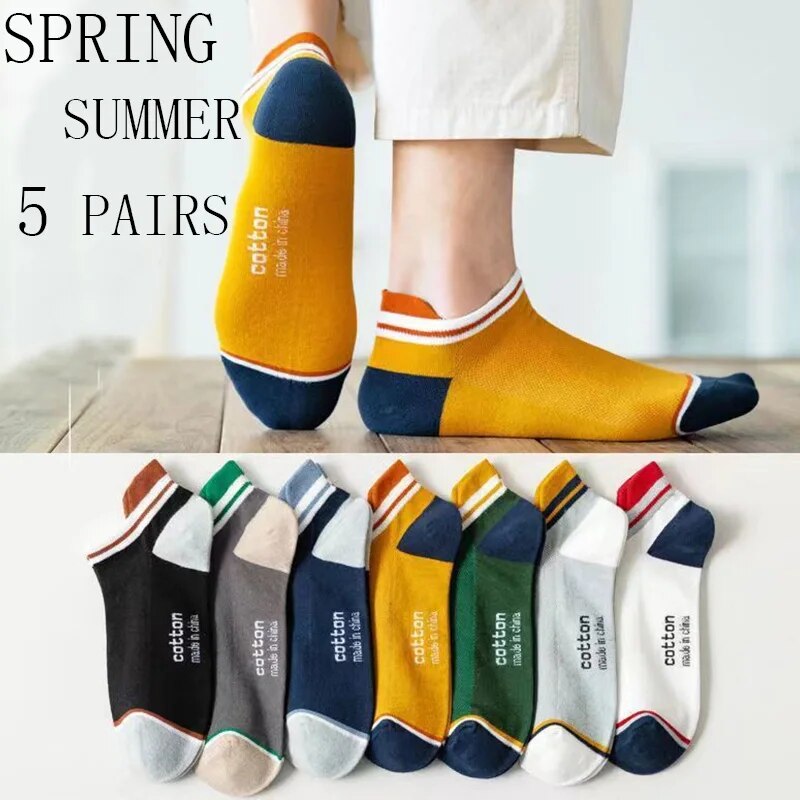 Street Fashion Style Male - 5 Pairs Man Short Socks Fashion