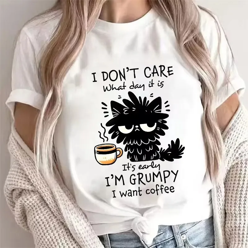 Fashion Street Cat - I Want Coffee T Shirt Women