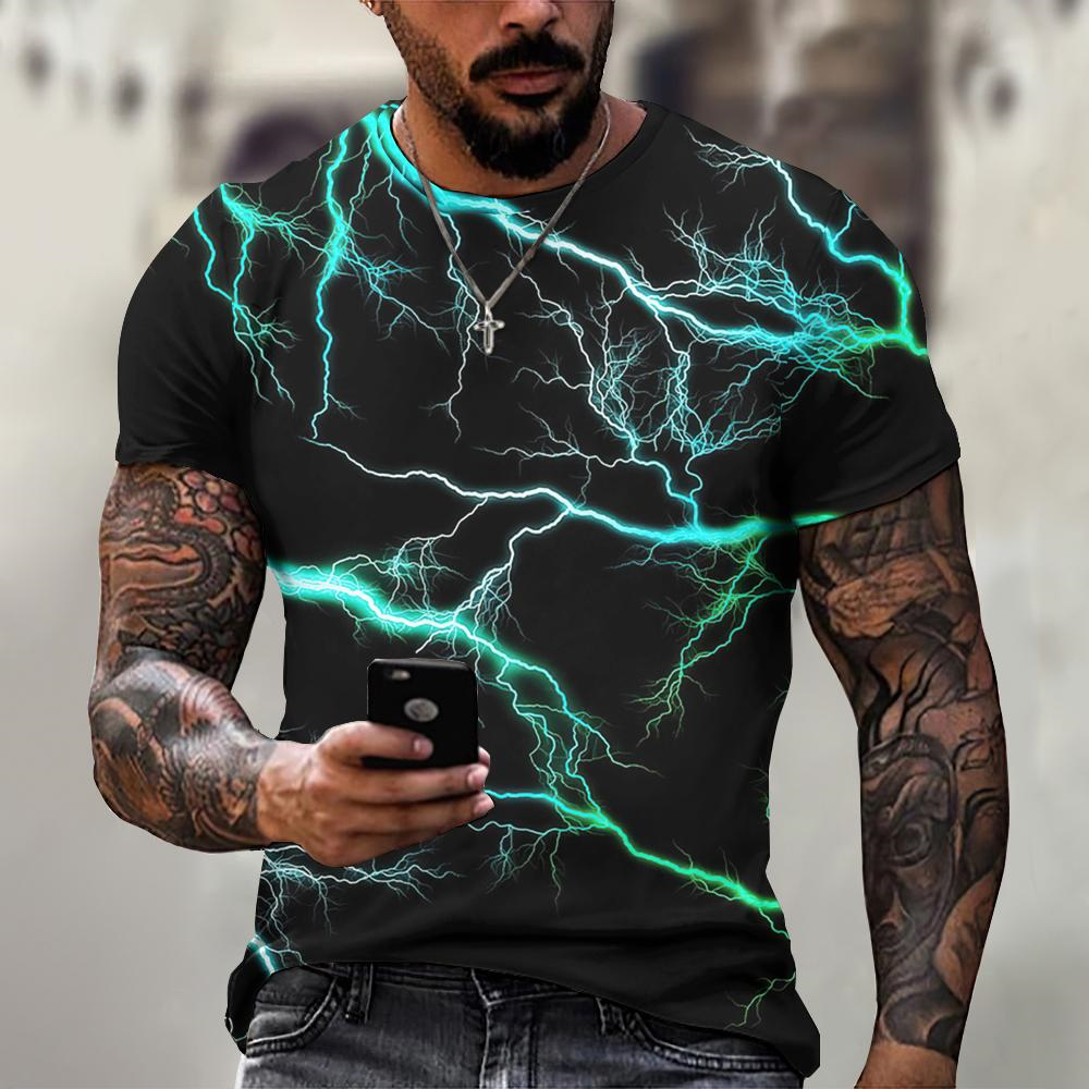 Street Fashion Style Male - Lightning Graphic Men's T-Shirts Short Sleeve