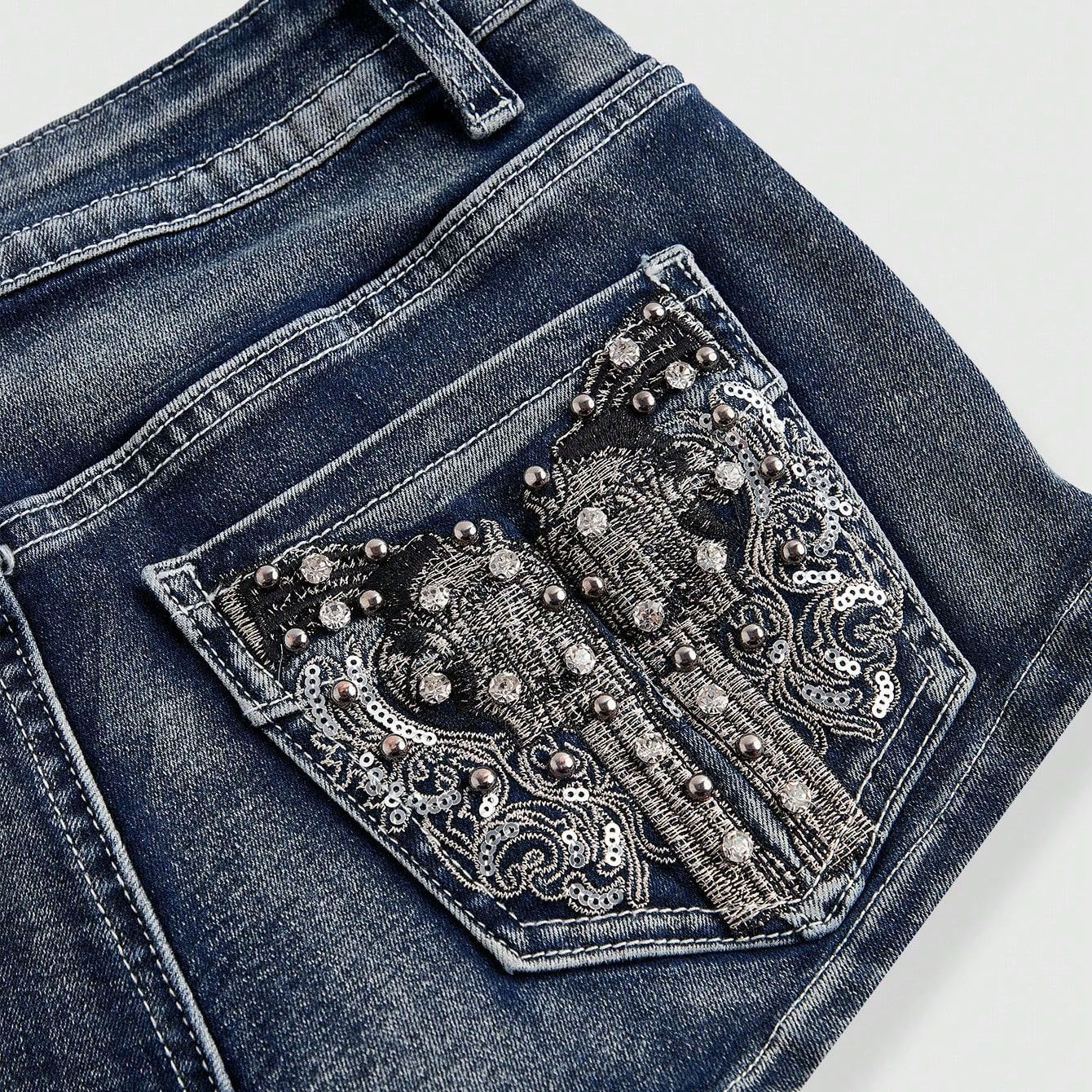 Summer Rhinestone Embroidered  - Street Fashion Jeans review and price