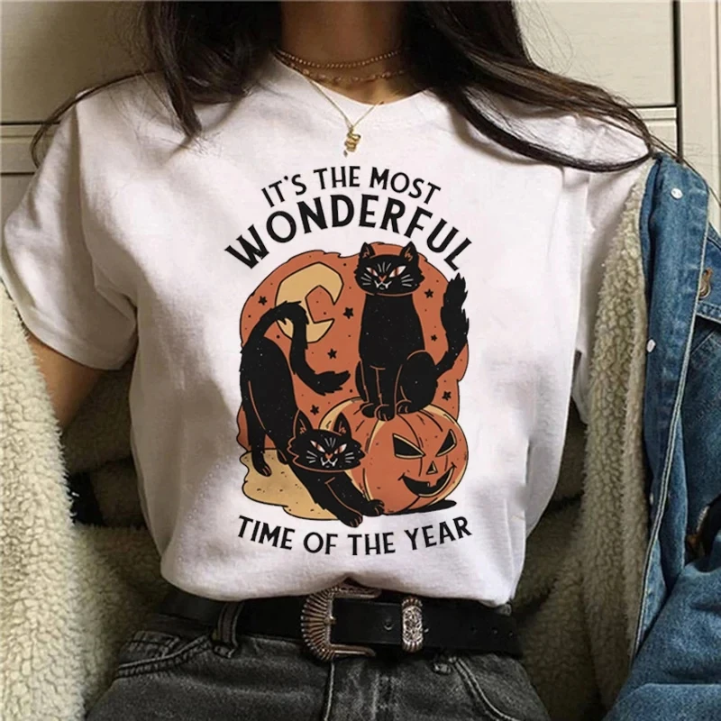 Cartoon Halloween Cat T-shirt  - Street Fashion Asian review and price