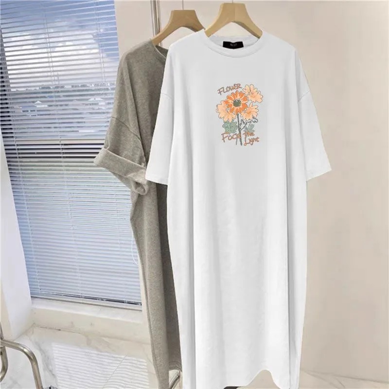 Women's Flower Print Oversized - Longline Tee Oversized review and price