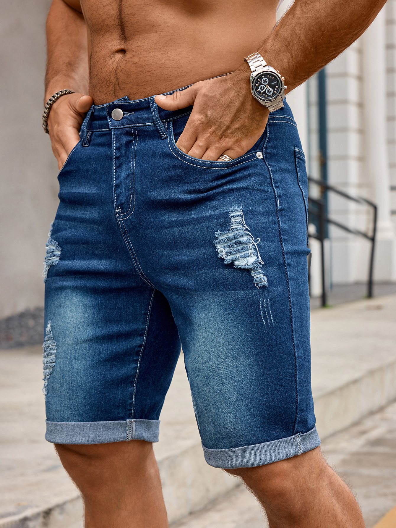 Men Denim Trousers Jeans Short - Street Fashion Jeans review and price
