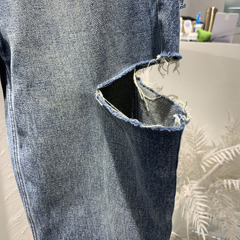 Summer Women Ripped Jeans High - Street Fashion Jeans review and price