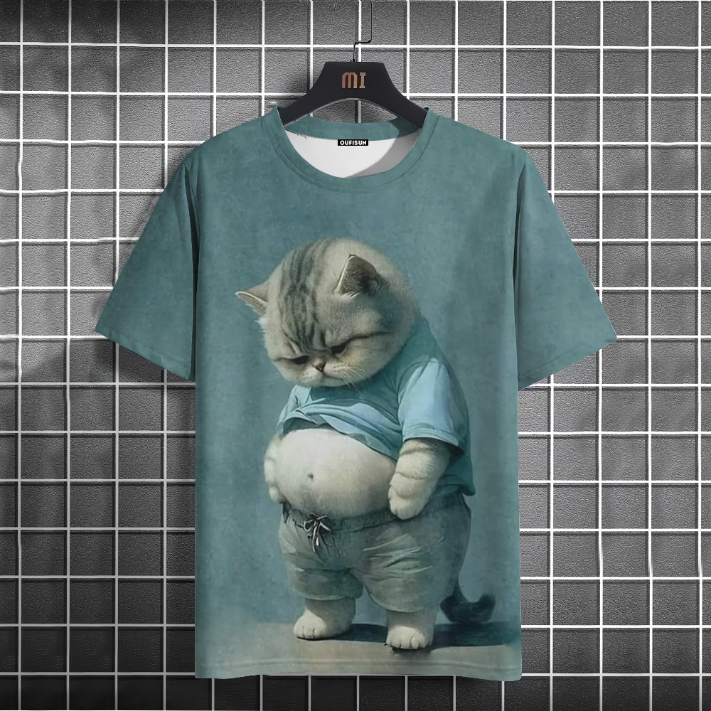 Summer Men T-Shirt Fun Cat 3D  - Fashion Street Cat review and price