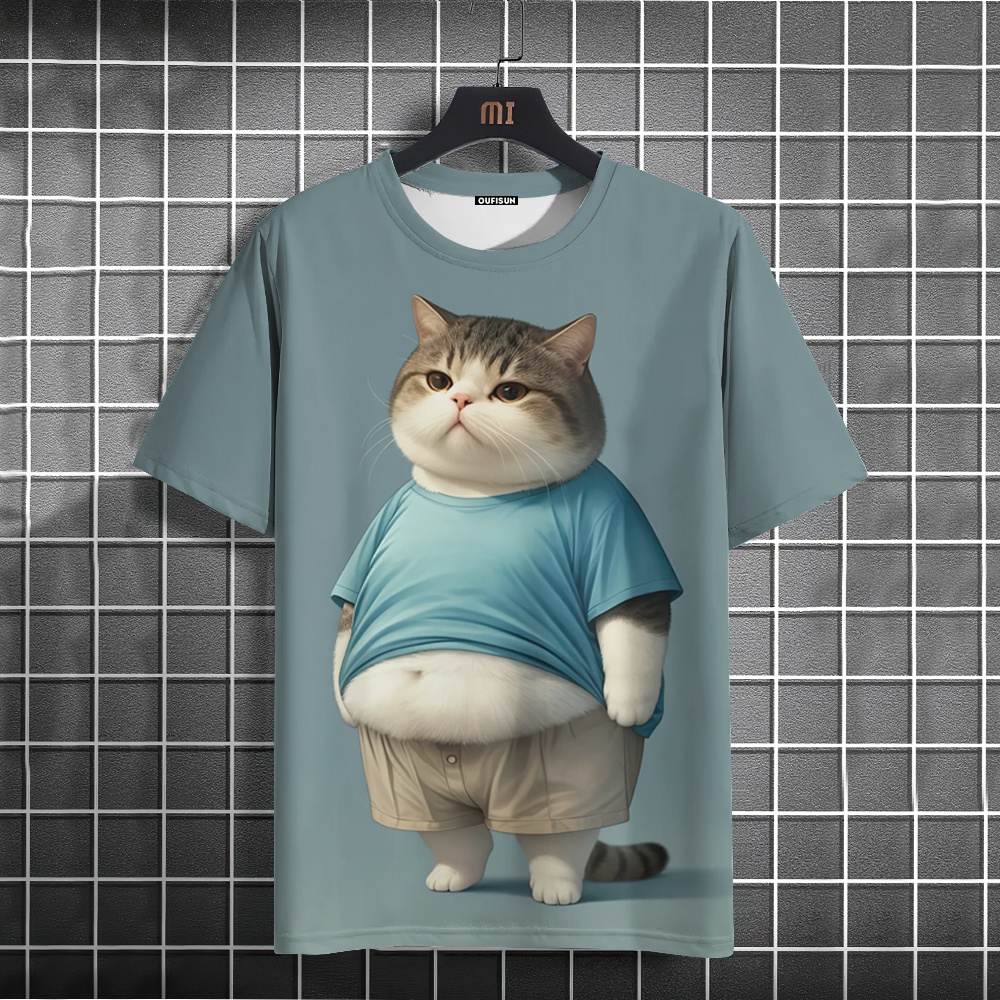Summer Men T-Shirt Fun Cat 3D  - Fashion Street Cat review and price