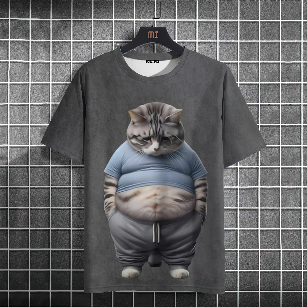 Summer Men T-Shirt Fun Cat 3D  - Fashion Street Cat review and price