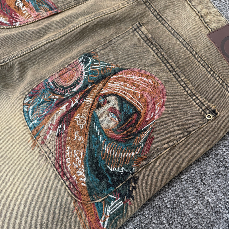 Retro Casual Masked Goddess Em - Street Fashion Jeans review and price