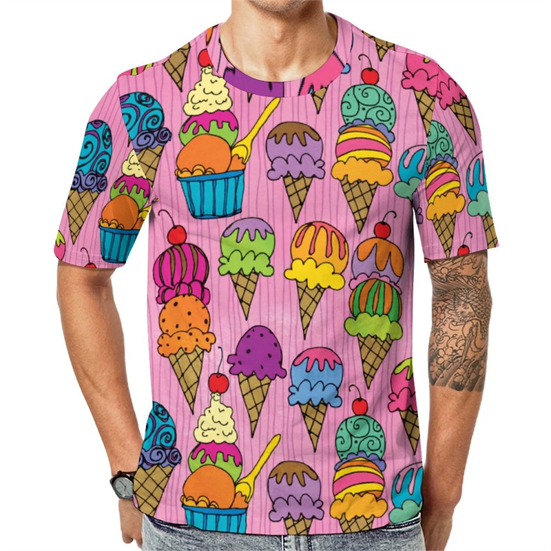 Ice Cream Color Fashion T-shir - Street Fashion Trends 2025 review and price