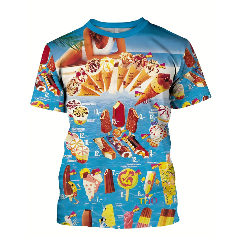 Ice Cream Color Fashion T-shir - Street Fashion Trends 2025 review and price
