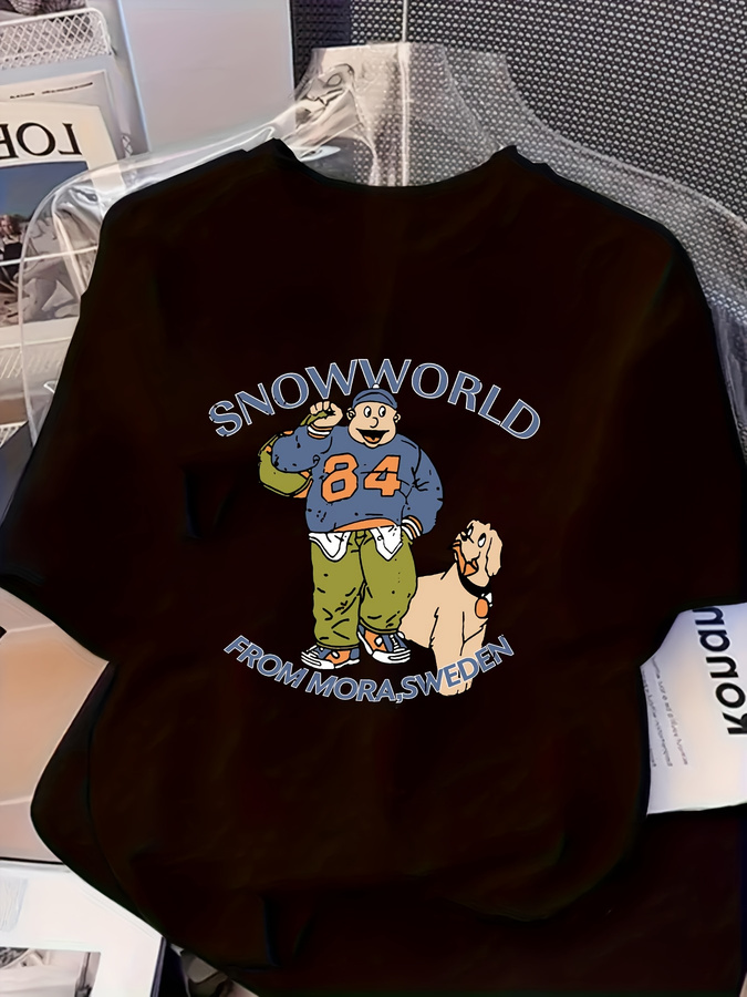 Y2K Cartoon Character & Dog Pr - Longline Tee Oversized review and price