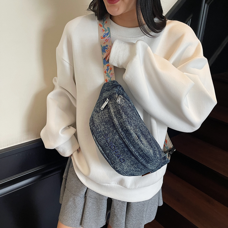 Denim Blue Chest Bags For Wome - Street Fashion Trends 2025 review and price