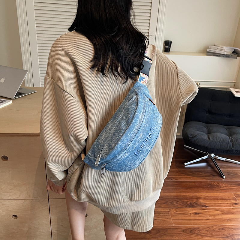 Denim Blue Chest Bags For Wome - Street Fashion Trends 2025 review and price
